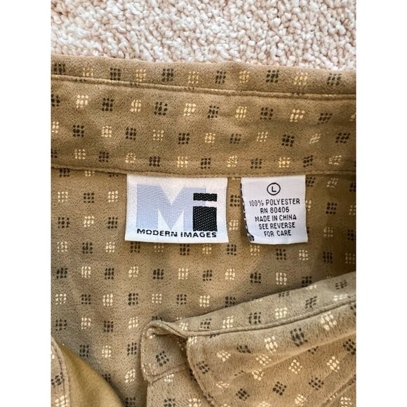 Modern Images Shirt Mens L Soft Brown Tan Check Plaid Long Sleeve Button Front - Picture 3 of 8